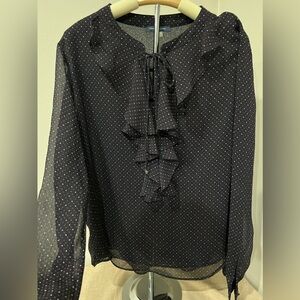 Tommy Hilfiger Blue with red and white tiny dots long-sleeved top -Large